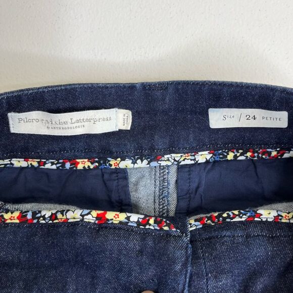 Pilcro Anthropologie High Rise Flare Blue Denim Jeans Contrast Stitch Women 24 P - Picture 11 of 16